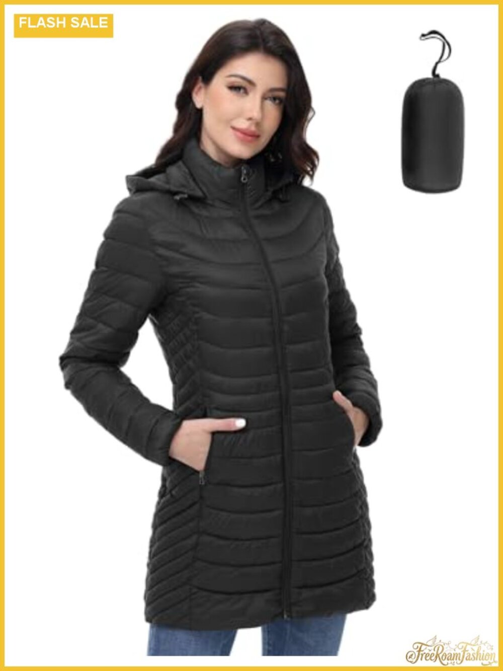 Lightweight Packable Puffer Jacket Warm Quilted Zip Coat